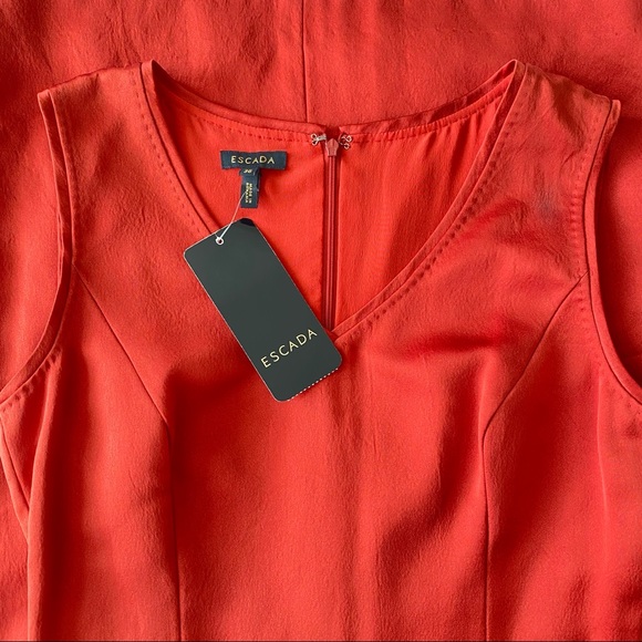 Vintage 100% Silk ESCADA Red Dress Authentic BellelizPosh Mark Classic Cocktail - Picture 5 of 12